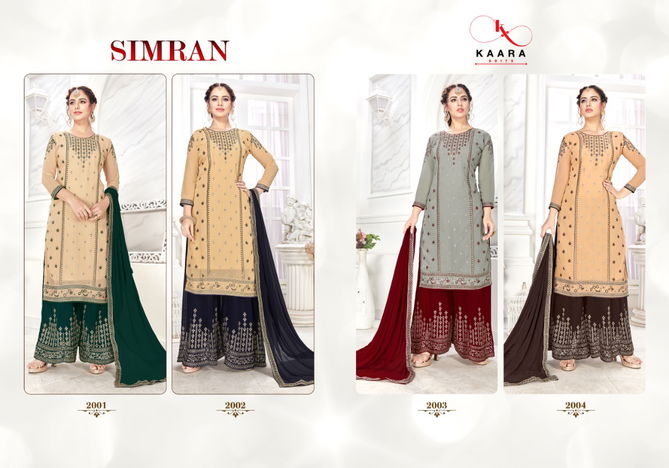 Kaara Simran Designer Fox Georgette with Heavy Embroidery & Fancy Diamond top With Bottom And Four Side Less Dupatta Salwar Suits Collection